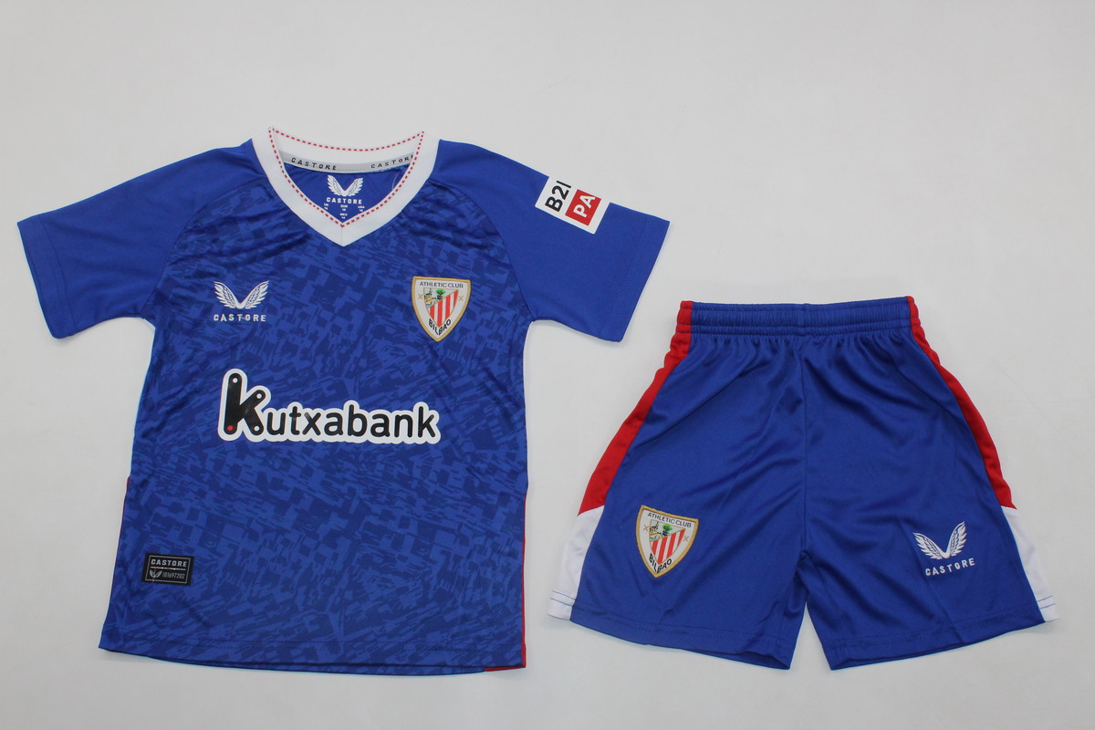 Kids-Athletic Bilbao 24/25 Away Blue Soccer Jersey